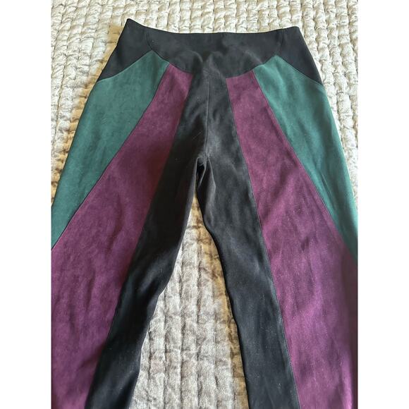 Cache micro Suede Pants black green maroon retro quilt formal party Y2K rare - Picture 5 of 16